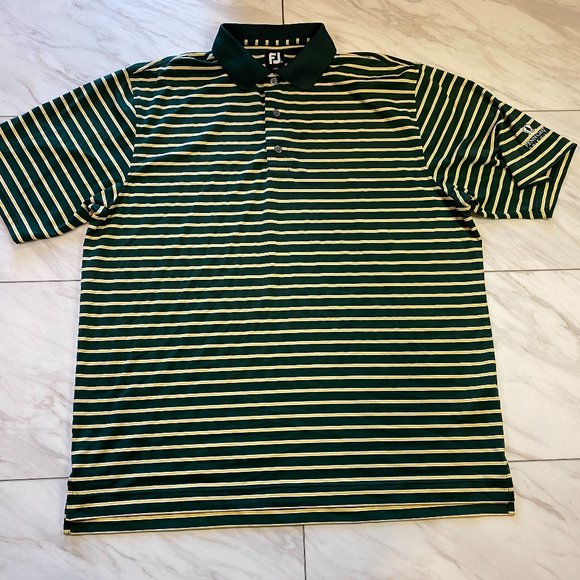 FootJoy Performance Golf Polo Green Yellow Striped Penn Oaks Golf Club XXL 2XL - Picture 2 of 6